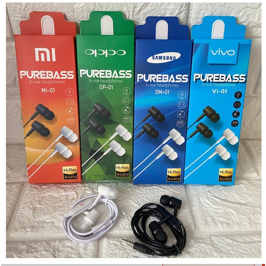 Headset SAMSUNG OPPO VIVO MI PUREBASS Handsfree Stereo Earphone Universal SM01 MI01 VI01 OP01