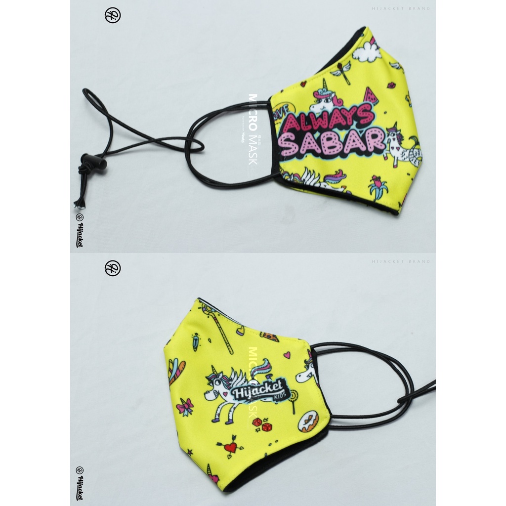 Hijacket Masker Kain Anak Perempuan Laki-Laki Headloop Tali Karet Elastis Hijaket Mask Motif 02-ALWAYS SABAR 02