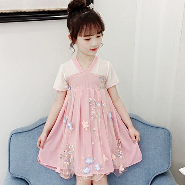 Dress A Line Selutut Lengan Pendek Gaya Cina Hanfu Motif Dress A Line Selutut Lengan Pendek Gaya Cina Hanfu Motif