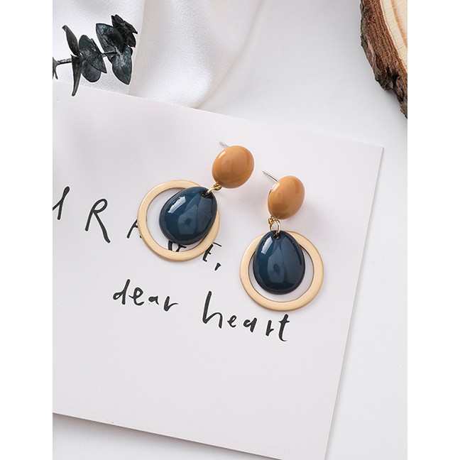 LRC Anting Tusuk Fashion Round Button Drop Earrings D24644