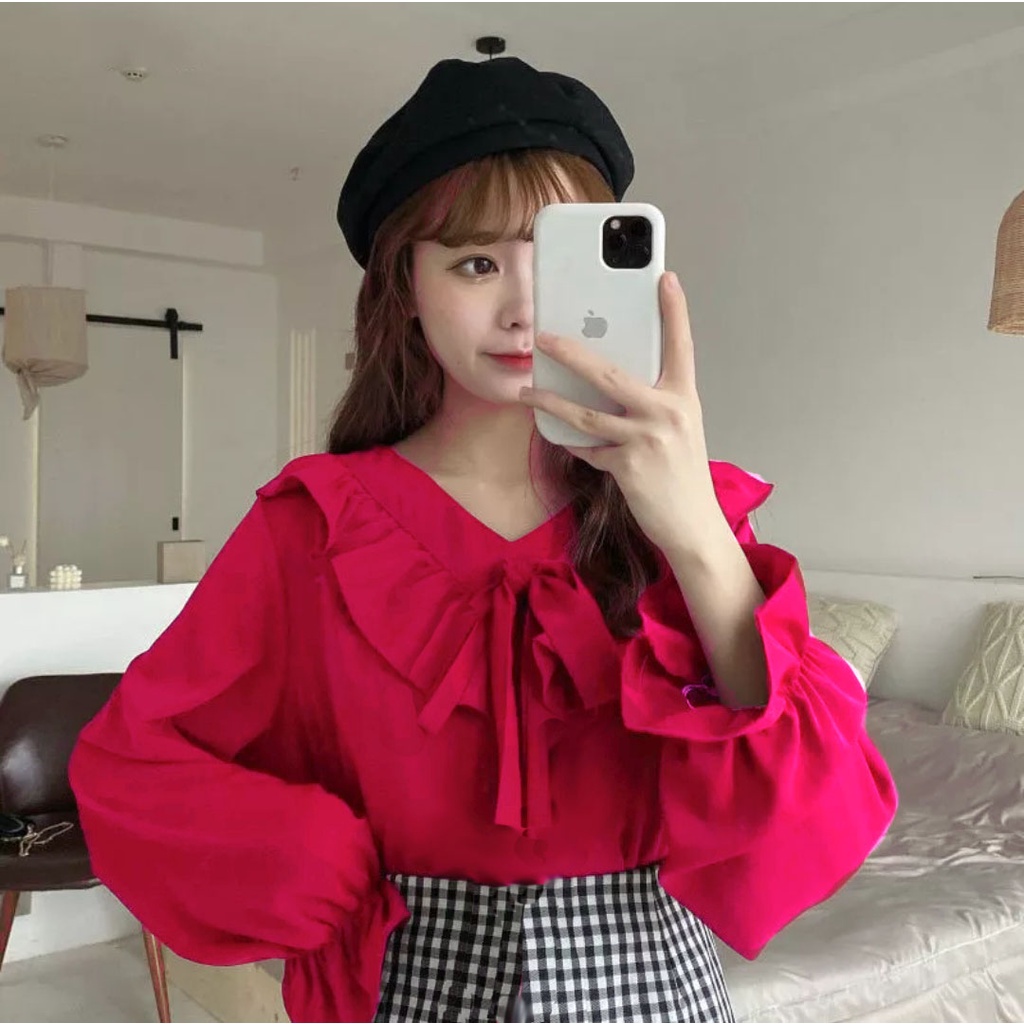 atasan wanita blouse wanita korea style tangan panjang 868