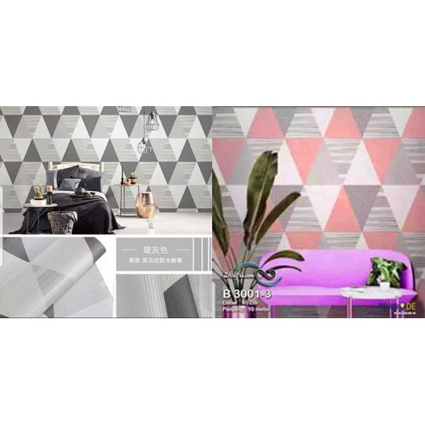 WALLPAPER STICKER WALLPAPER STIKER WALLPAPER DINDING SEGITIGA TRIANGLE KEREN