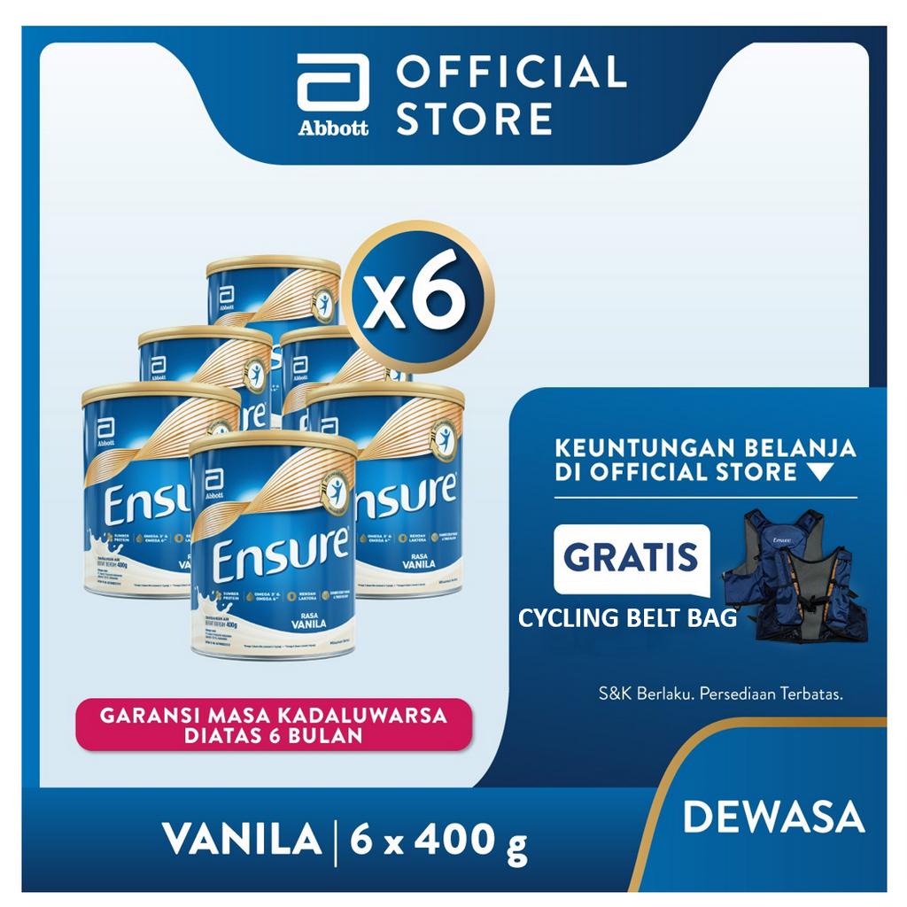 

Ensure Vanila 400 g Susu Nutrisi Dewasa Rendah Laktosa x6 FREE Cycling Belt Bag