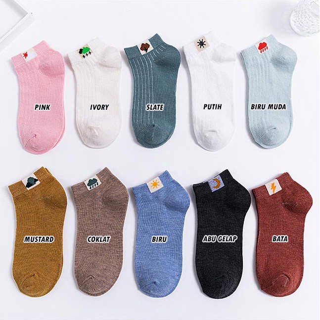 MURMURE.ID | KAOS KAKI POLOS CUACA ALA KOREA IMPORT DAISY ANKLE SOCK WANITA CS018 CS074 CS075-4