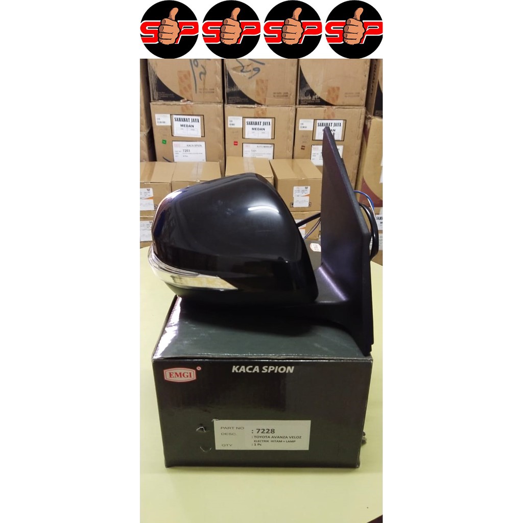 KACA SPION AVANZA VELOZ 2013 KANAN HITAM LAMPU EMGI