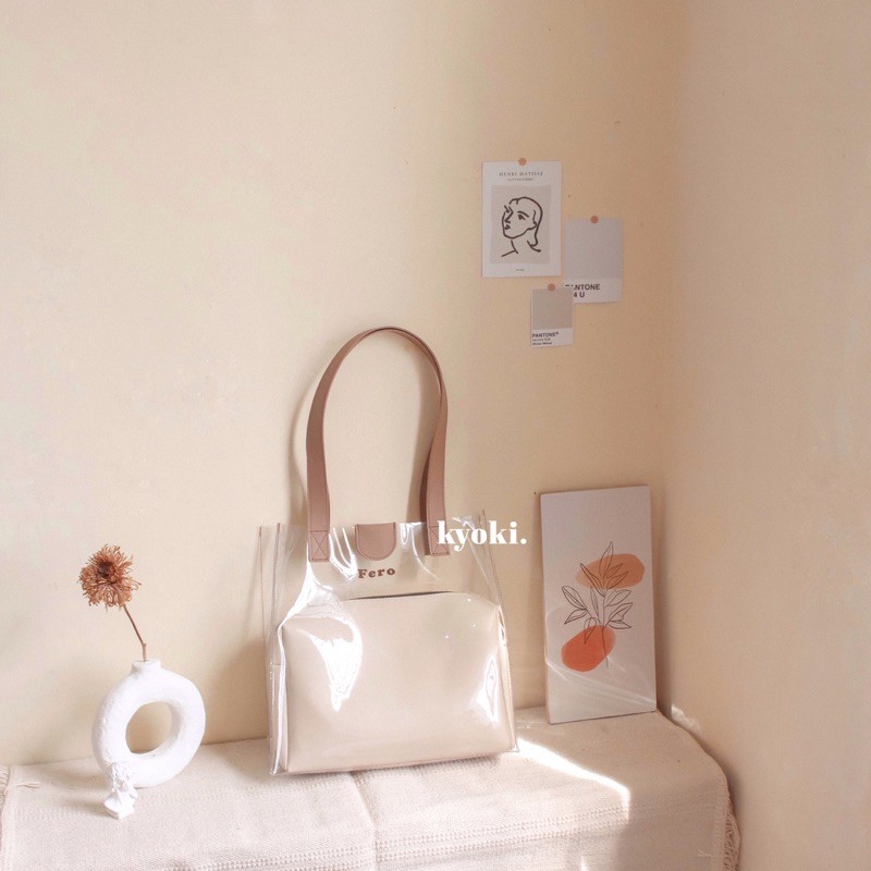 PVC Tote Bag Engrave Nama Pouch Set