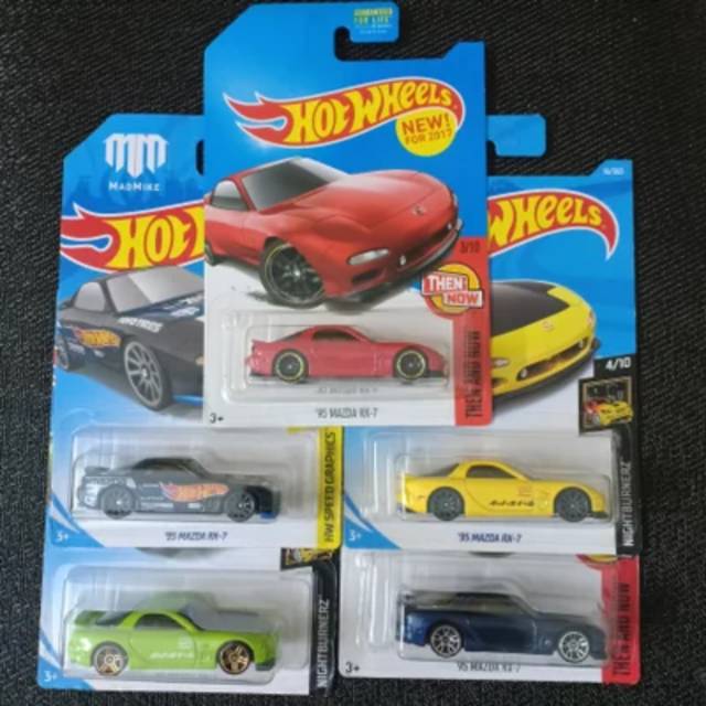 Hotwheels Paket - Mazda RX7 Mad Mike Kmart hijau kuning biru