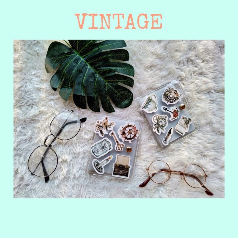 (Free TieDye Mask)DOMPET KARTU KANCING LIPAT PVC TRANSPARAN MOTIF VINTAGE