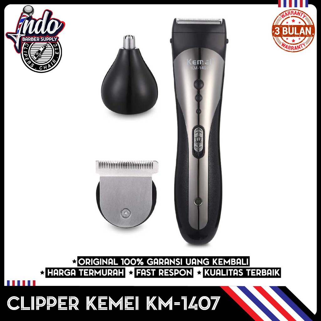 PROMO ! Kemei KM 1407 Original Cliper 3 in 1 ORIGINAL HAIR CLIPPER ALAT CUKUR