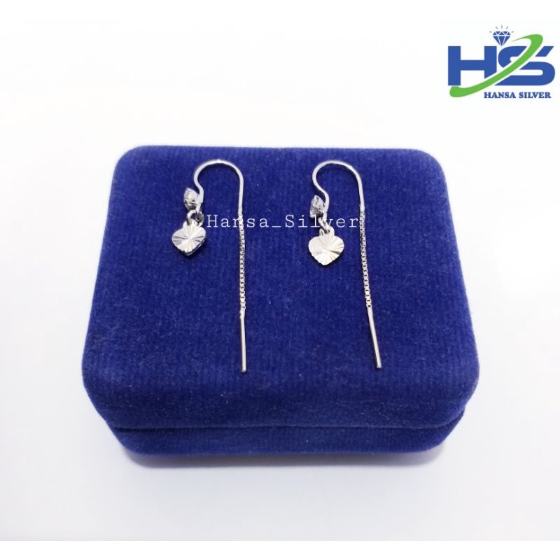 Anting Perak Silver Asli 925 Lapis Emas Putih Model Agogo Var Italy - Anting Wanita Anti Karat