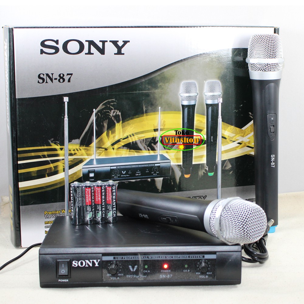 Microphone Sony SN-87 Mic Wireless Sony SN87 - 2 Mic Handheld Kualitas Bagus