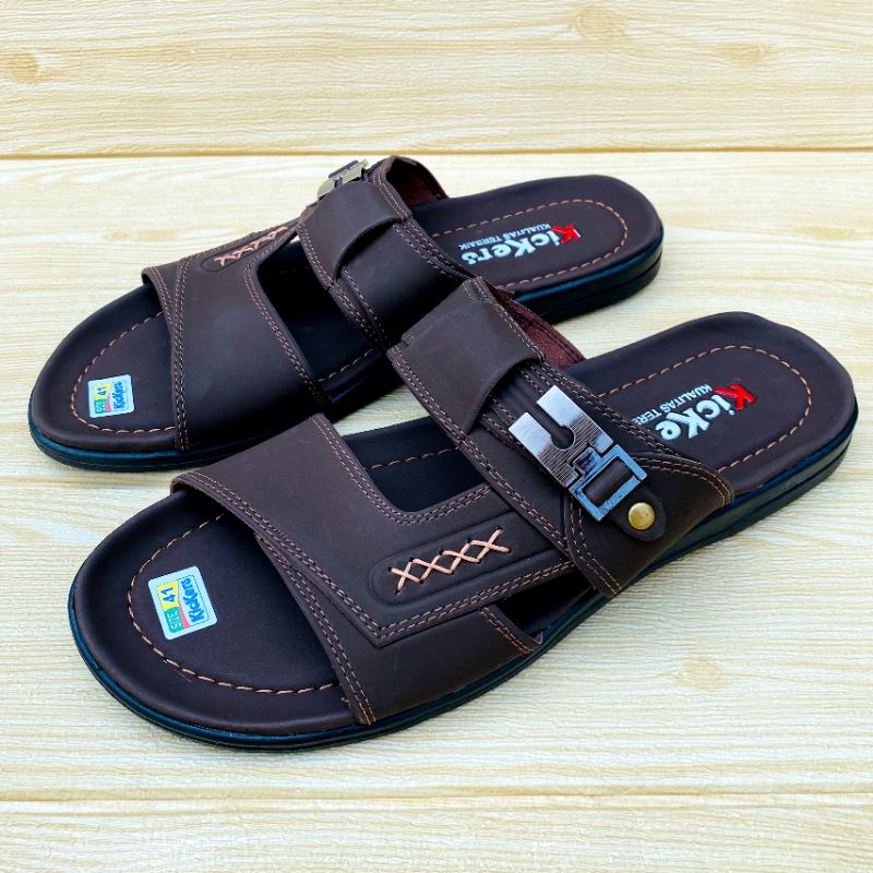 SANDAL SLOP PRIA KULIT MODEL DEWASA SF 02 SANDAL KULIT FASHION SANDAL PRIA TERLARIS