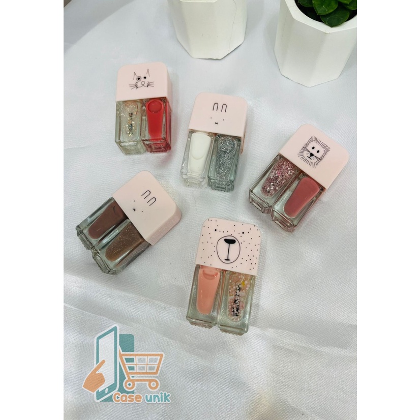 2IN1 KUTEK CAT KUKU KOREA LUCU 2 WARNA GEL NAIL POLISH CS3987