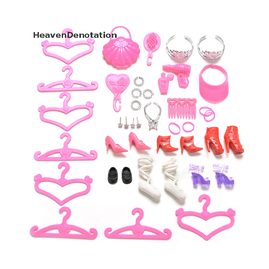 (Heavendenotation) 45pcs / Set Sepatu / Tas / Gelang / Gantungan / Sisir Untuk Aksesoris Boneka Barbie