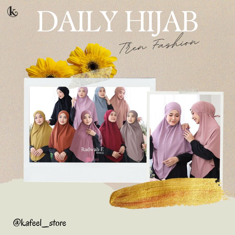 Zizara Khimar Radwah E Hijab Instan Tali Non Pad Motif Polos M L XL