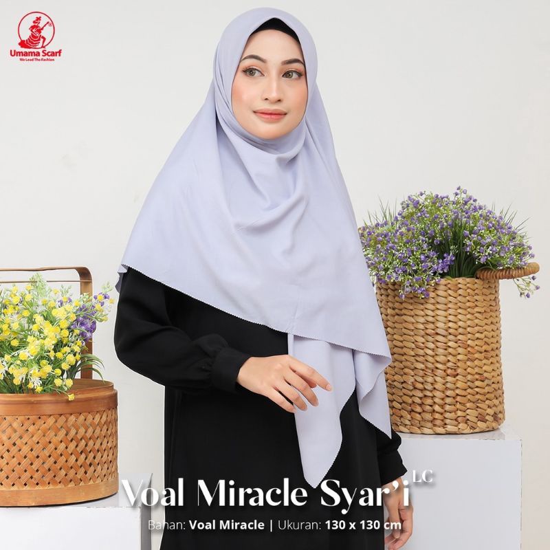 JILBAB SEGIEMPAT SYARI JUMBO UMAMA VOAL MIRACLE PLAIN 130x130 HIJAB SERAGAMAN KANTOR