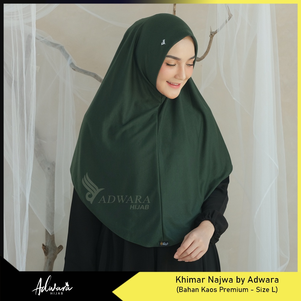 ADWARA HIJAB Jilbab Instan Najwa L Bahan Kaos Premium / Khimar Syarii Tanpa Tali dan Pet