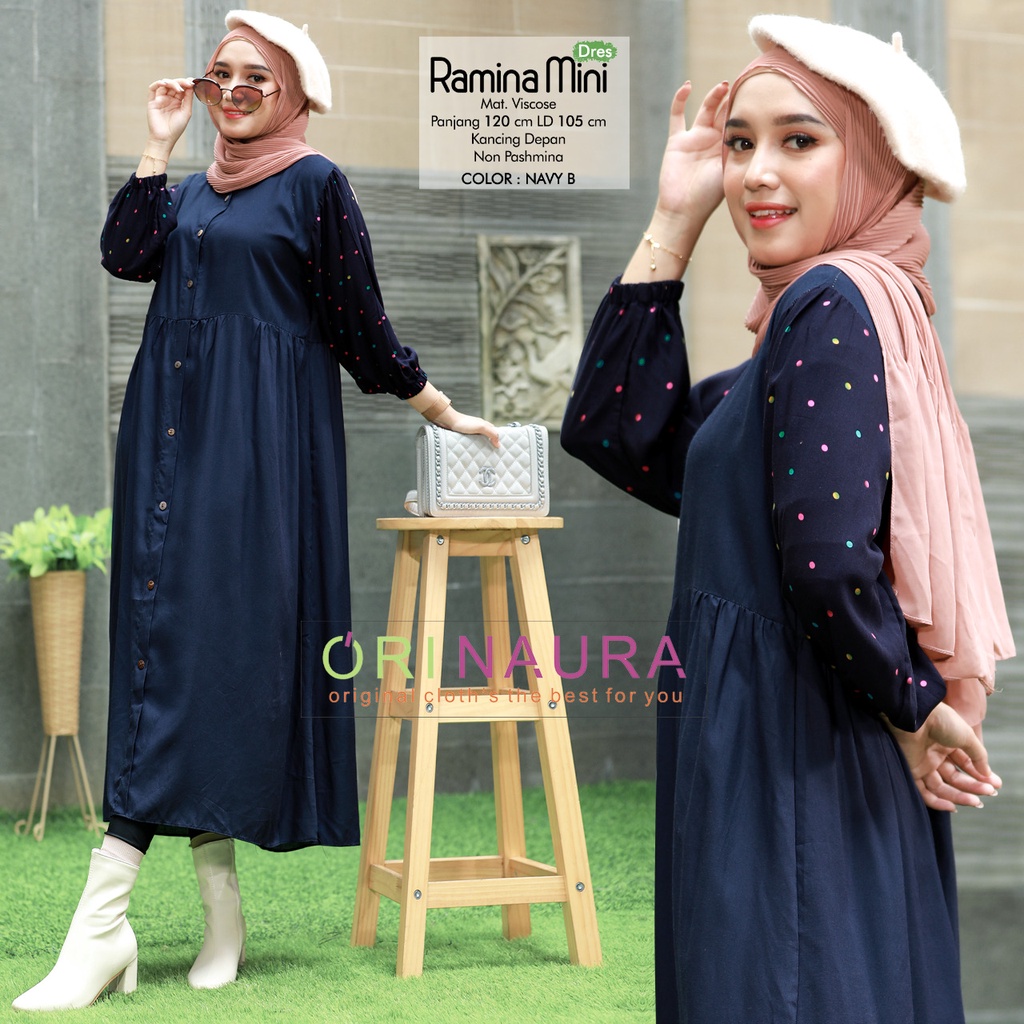 RAMINA MINI DRESS / DRESS ORINAURA BESTSELLER BAHAN VISCOSE ADEM
