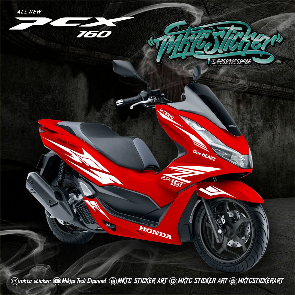 STRIPING STICKER CUTTING PCX 2021 UNTUK MOTOR WARNA MERAH