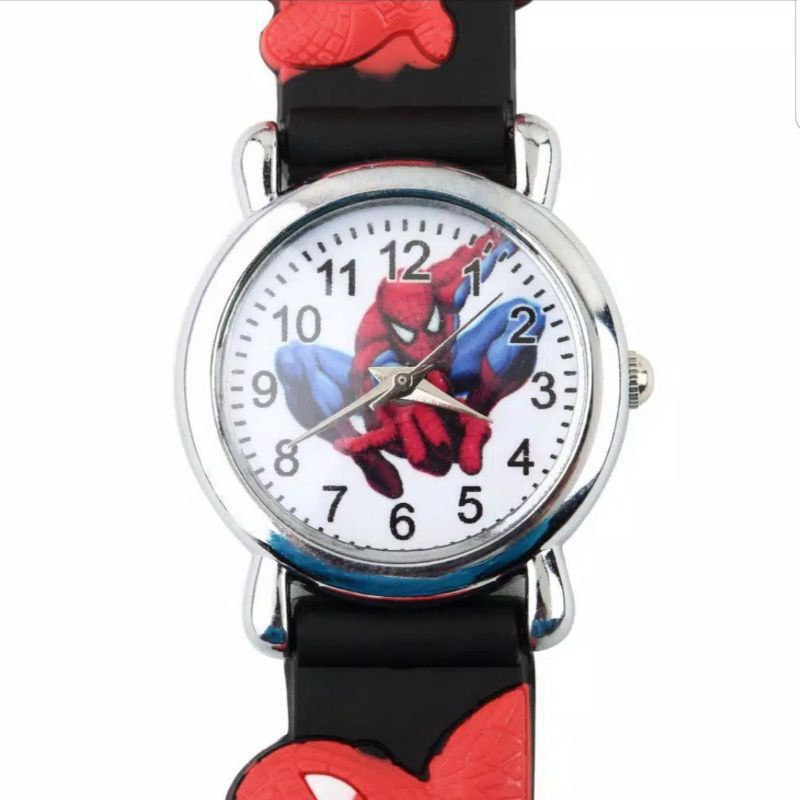 (Terima Cod)Jam Tangan Anak-Anak Timbul Spiderman Strap Rubber(Dikirim Jakarta)