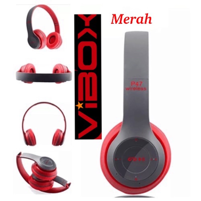 PROMO HEADPHONE BANDO VIBOX P47 BLUETOOTH SUPPORT MICRO SD /AUX 3.5MM