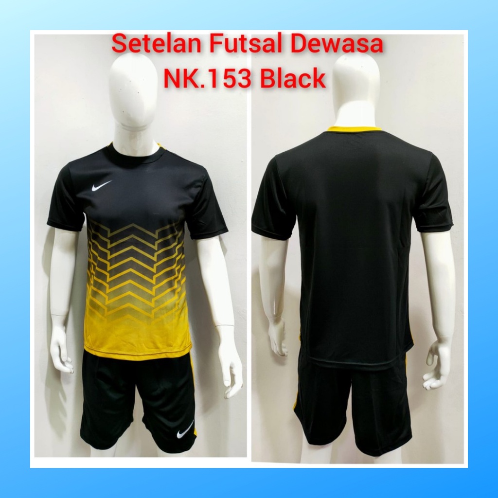 Kaos futsal pria jersey sepak bola baju dan celana setelan wanita dewasa t-shirt outfit seragam jarsey kostum olahraga pakaian apparel sport jersy soccer casual jersi suit NK153 hitam