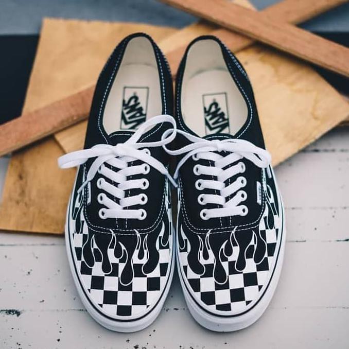 vans authentic flame checkerboard