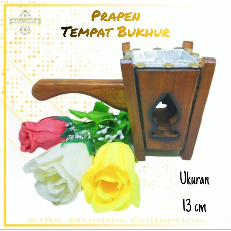 Tempat Buhur Kayu /Prapen / Mabhara / Perapen / Tempat Buhur / Alat Pembakaran buhur tinggi 13cm