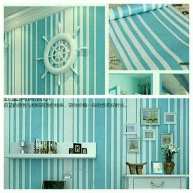 WALLPAPER DINDING SALUR BIRU PUTIH