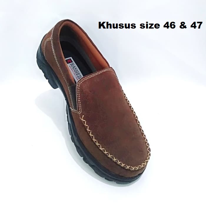 Sepatu Kasual Pria  Kulit Asli Rasheda 016 Slipon Big Size