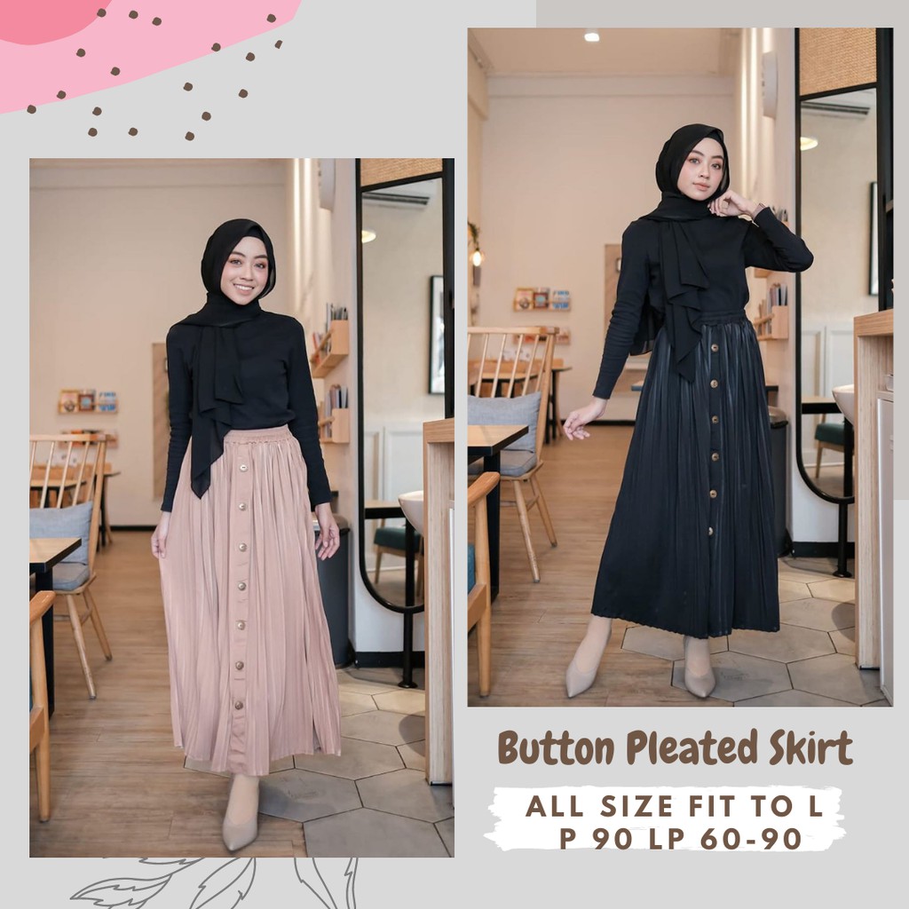 BUTTON PLEATED SKIRT/ROK PLISKET KANCING DEPAN/ROK PLISKET VARIASI/PLISKET IMPORT/PLISKET HYGET