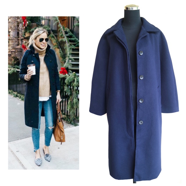 Women Wool Coat in Navy