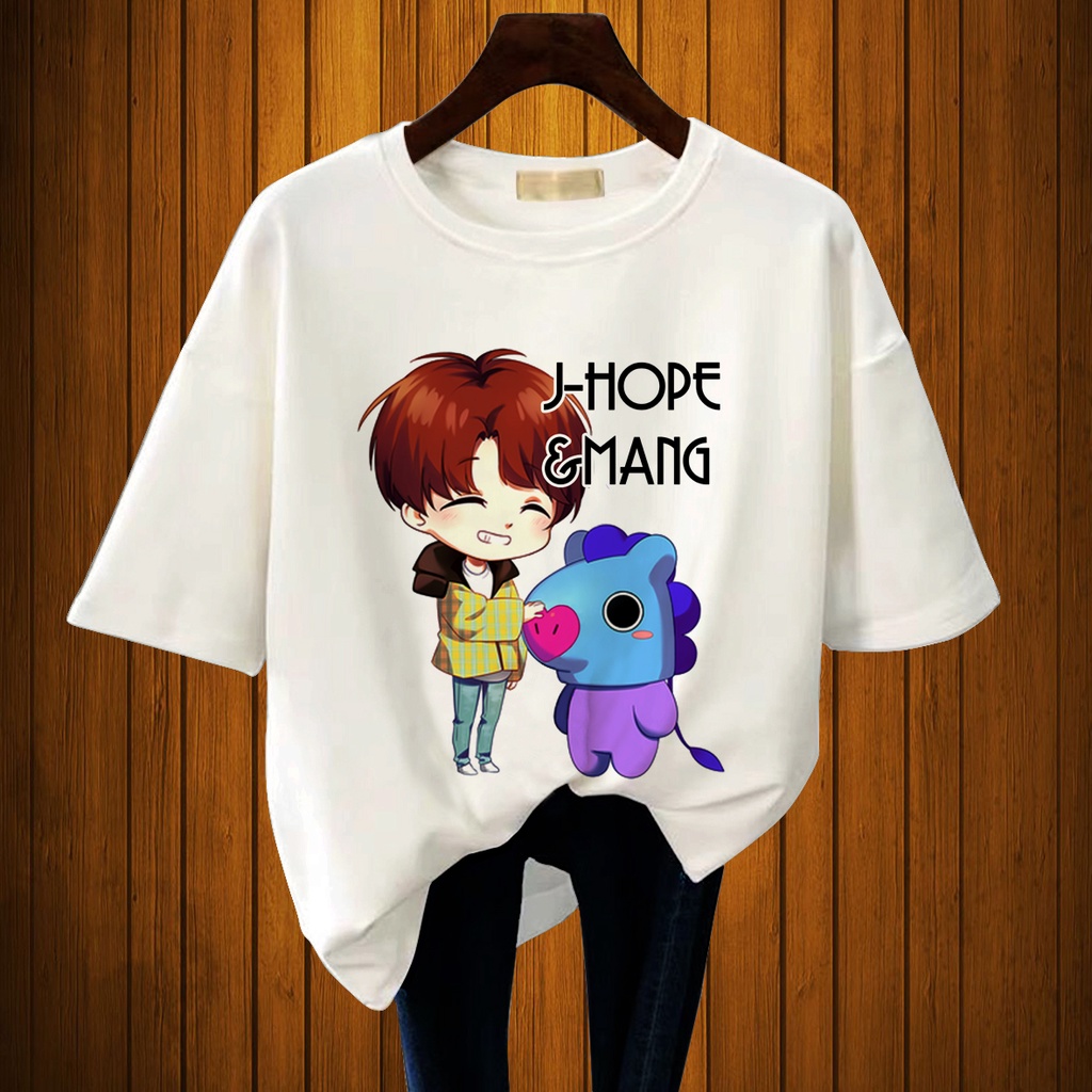 CALVIERO SHOP - BAJU KAOS WANITA DEWASA PRINT CASUAL JHOPE AND MANG