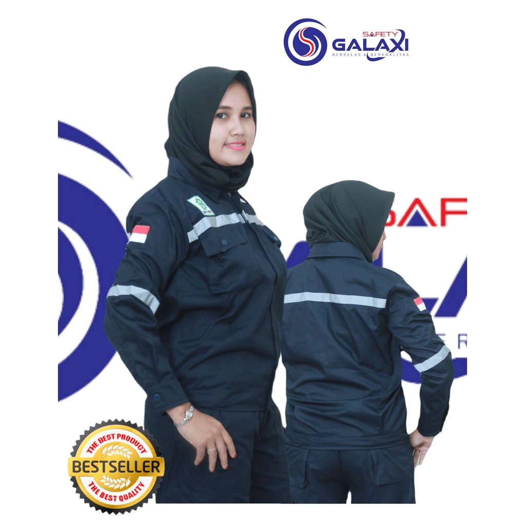 WEARPACK ATASAN SAFETY WARNA HITAM POLOS/SERAGAM KERJA LENGAN PANJANG