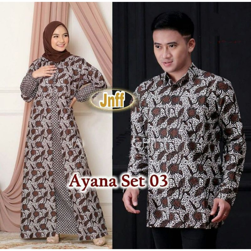 Couple gamis AYANA SET O3 //Gamis AYANA//kemeja AYANA