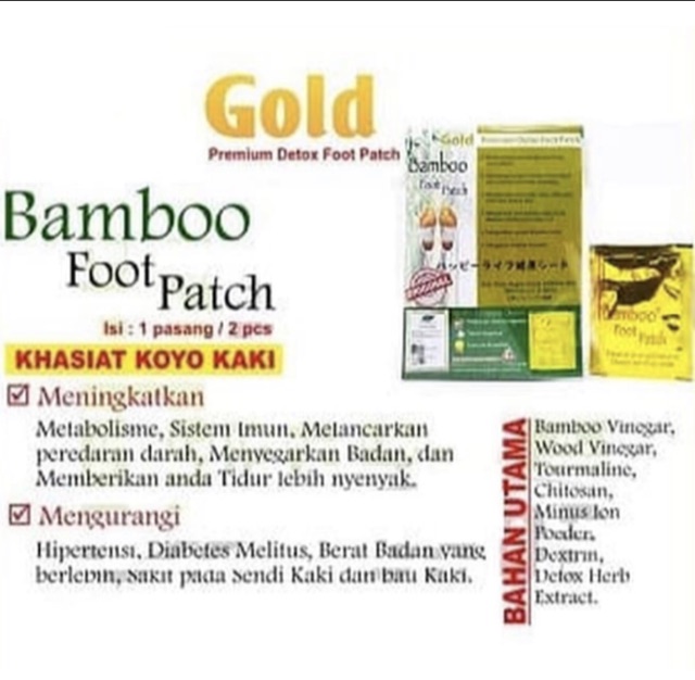 Koyo Detox Kaki Bambu Bamboo Gold Foot Patch Kiyome Original Murah Isi 2 pcs