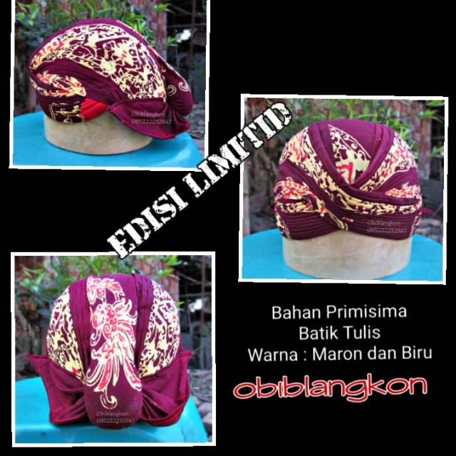 Blangkon Alusan Batik Ukir Batik Tulis