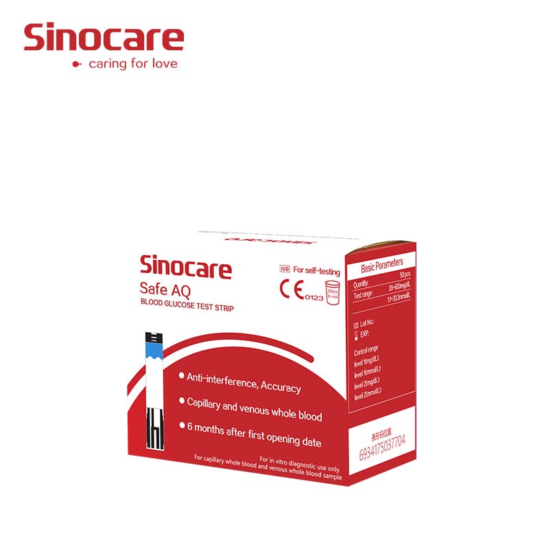 Sinocare Safe AQ Smart Strip Uji Gula Darah (50 Strip)