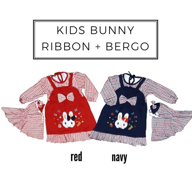 KIDS BUNNY RIBBON SYARI ANAK PEREMPUAN KEKINIAN VARIASI PITA
