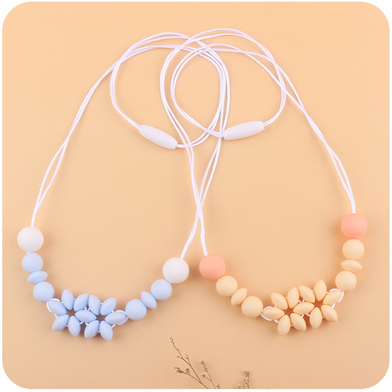 Mary Kalung Teether Manik-Manik Bunga Bahan Silikon Untuk Bayi