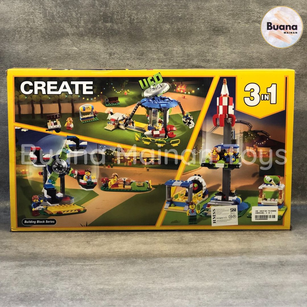 BRICKS LARI CREATE THEME PARK 11399 MODEL MAINAN EDUKASI ANAK CREATOR FIGURE TAMAN BERMAIN