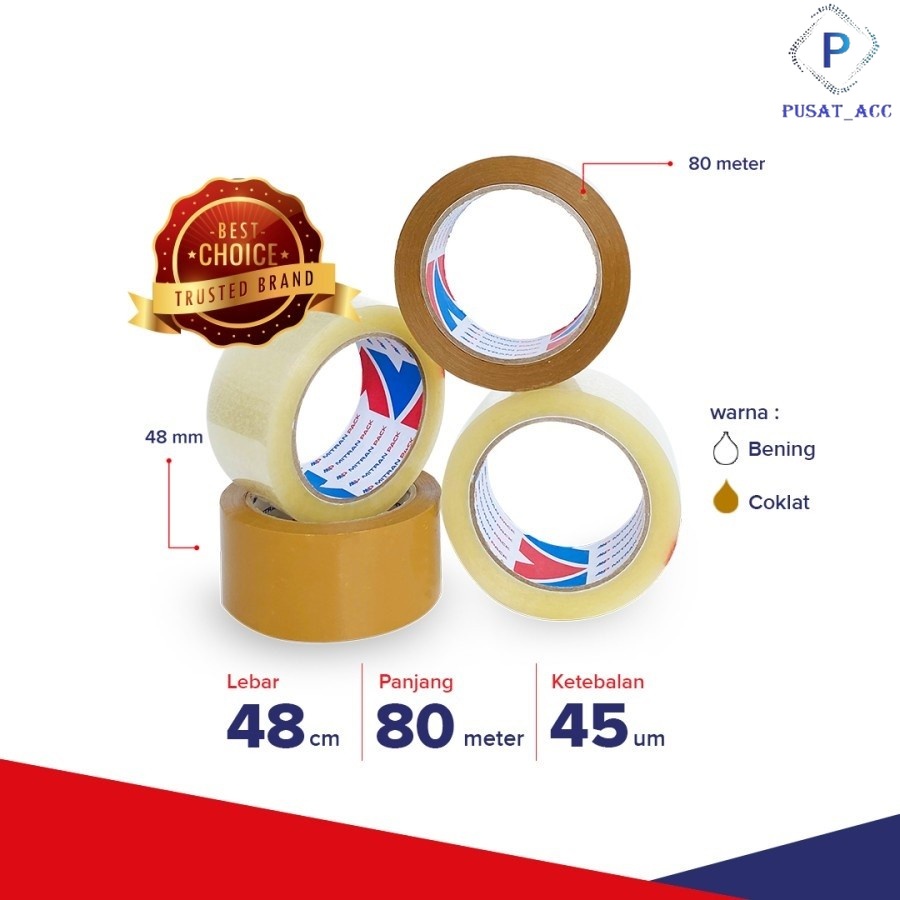 

LB80 - Lakban Coklat - Bening Mitran Pack 80X48 mm Uk 90 Yard