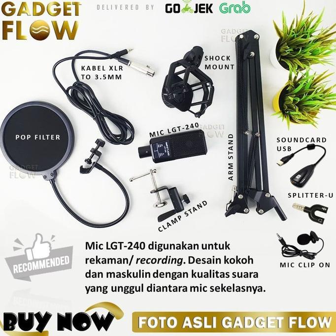 READY COD ORIGINAL PAKET Mic Microphone GMARK LGT-240 LGT240 Hitam Pop Filter Arm Stand