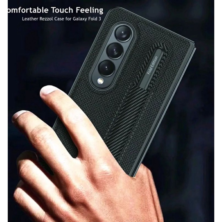 LEATHER PEN CARBON SLOT CASE FOR SAMSUNG GALAXY Z FOLD3 FOLD 3 5G