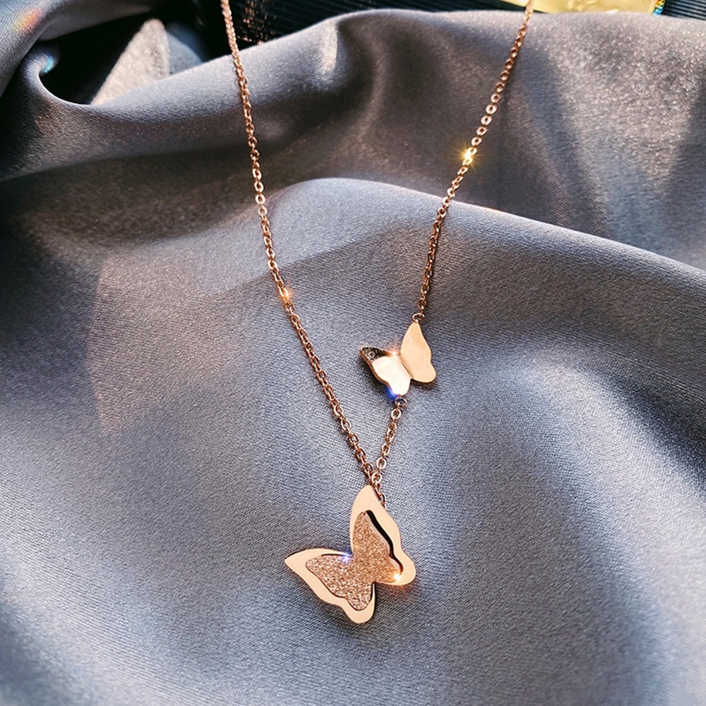 【COD Tangding】Non Fading Butterfly Necklace Short Style Bone Chain for Women Silver Gold Color Fashion Accessories