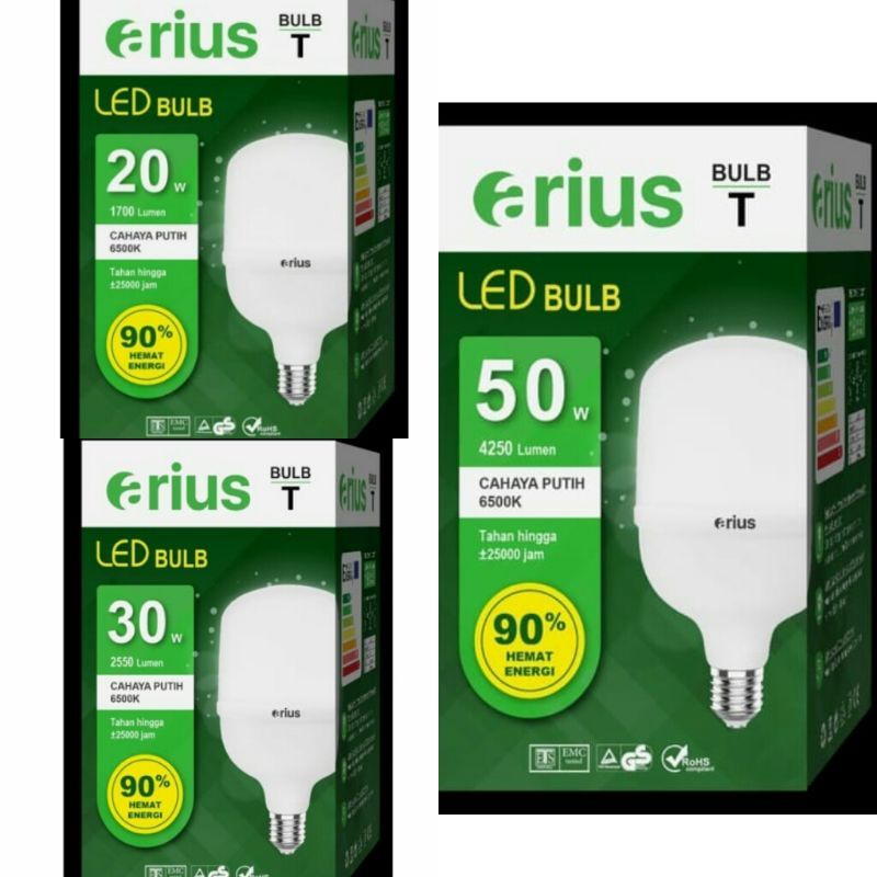 Arius Lampu/ Bohlam Led Kapsul Hemat Energi Bulb 10~40 Watt Cahaya Putih Bergaransi