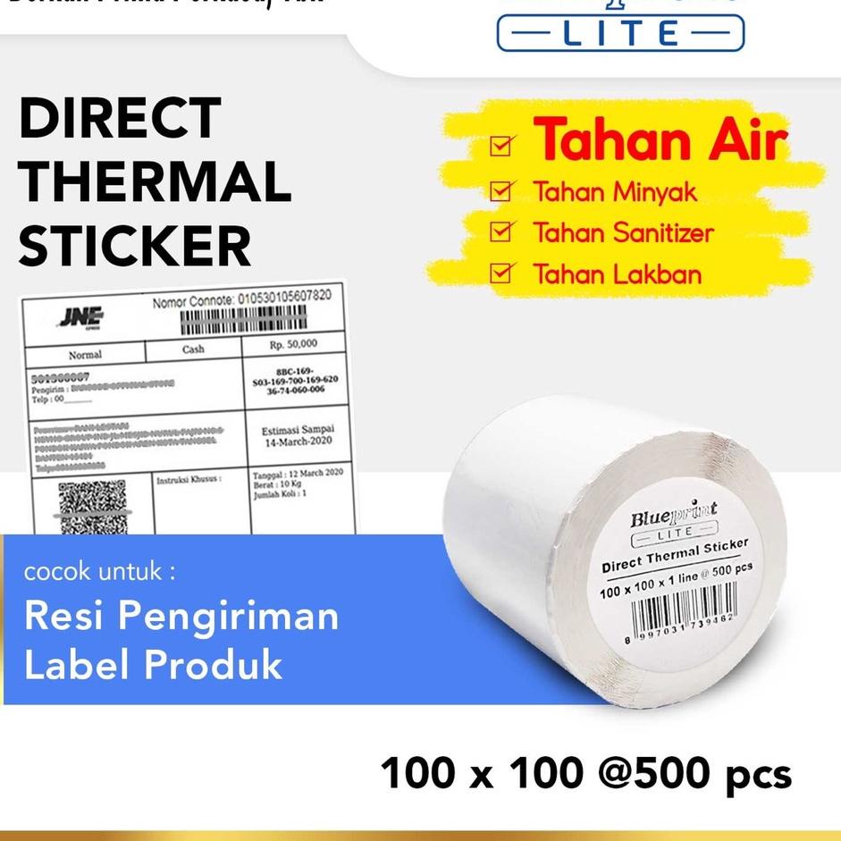 

Diskon Ekonomis Direct Thermal Sticker 100 x 100 BLUEPRINT Lite Kertas Stiker Label Resi 100x100 mm 500Pcs