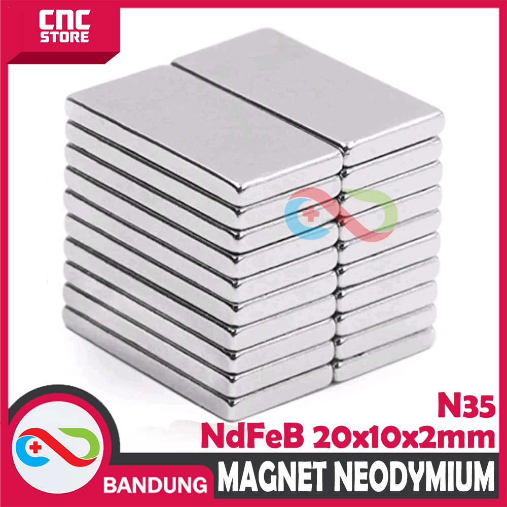 MAGNET NEODYMIUM NDFEB N35 KOTAK PERMANEN 20X10X2MM