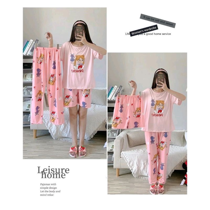 Piyama 799 Import Pajamas 3in1 CP HP Sailor Anak Sailormoon Perempuan Remaja Wanita