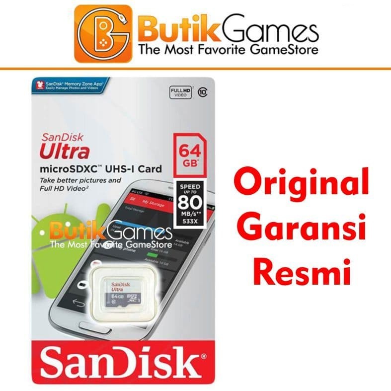 Micro SD MicroSD 64GB Sandisk Ultra micro SDXC 64 GB 100 MB/s Class 10 UHS-I